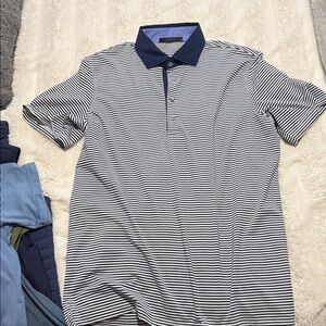 Greyson Navy and White Striped Polo